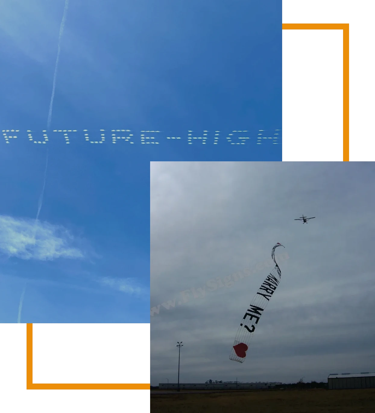 Skywriting proposal with airplane banner.